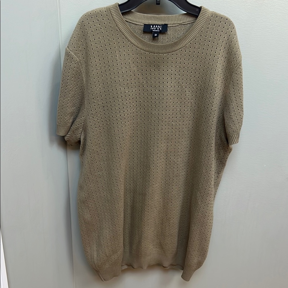 Boohoo Green Crewneck Sweater Textured Knit